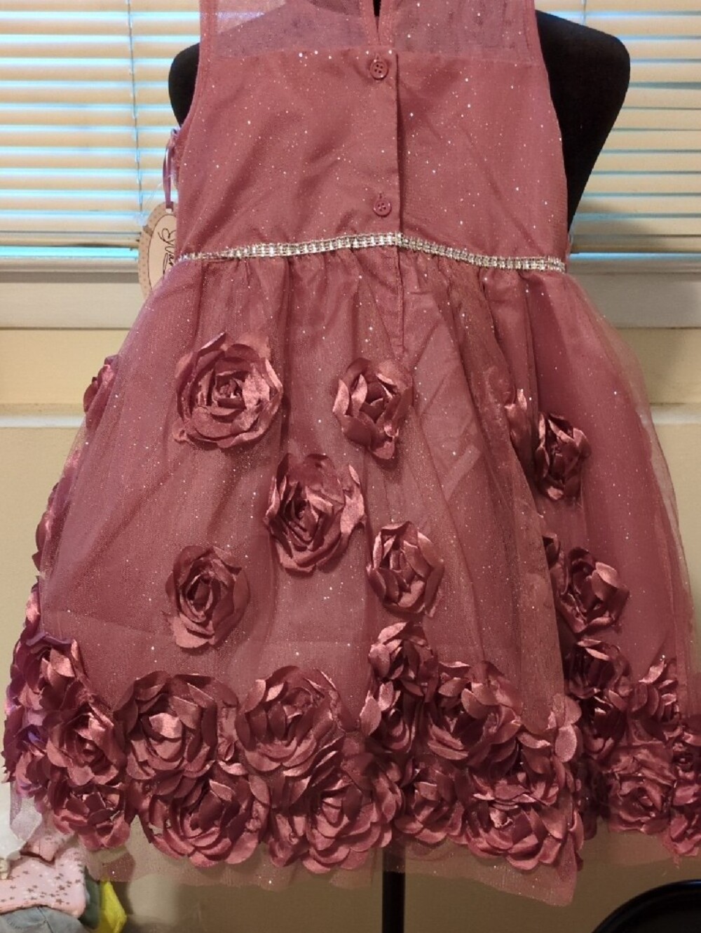Sparkle Mauve Embellished Girls' Dress - Dusty Rose - Picture 3 of 7